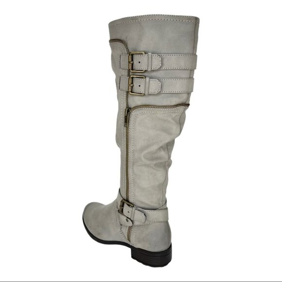 White Mountain Remi Light Grey Faux Leather Knee High Womens Boots Size 5M - Picture 7 of 13